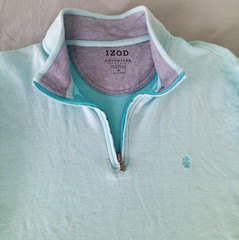 IZOD ADVANTAGE PERFORMANCE MEN’S SHIRT 1/4 ZIP LONG SLEEVE AQUA BLUE XL A052