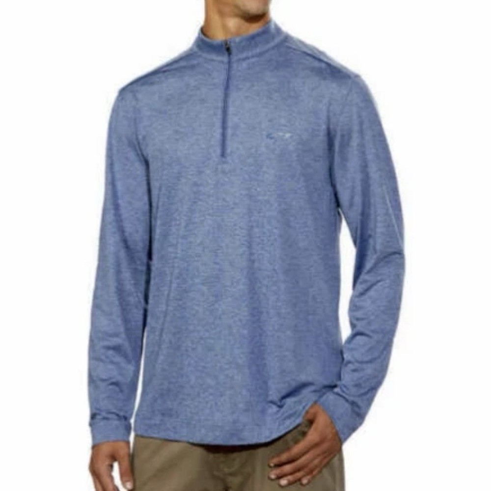 Greg Norman Tech Active Quarter Zip Pullover Blue Mens XL Shark Logo Long Sleeve