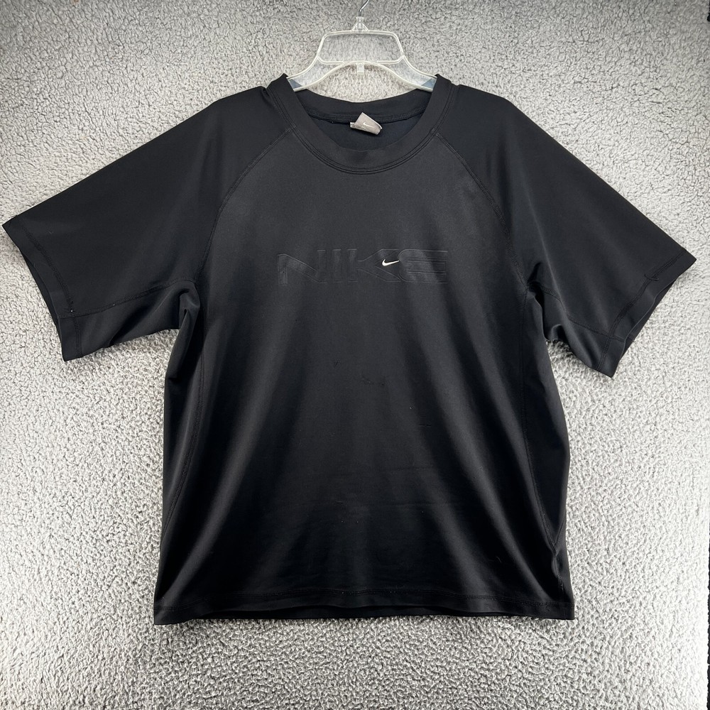 Vintage Nike Shirt Men’s XL Black Spell Out Mini Swoosh Athletic Tee