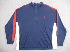 Polo Ralph Lauren Pullover Mens 2XB Big Blue 1/4 Zip Pima Cotton Colorblock