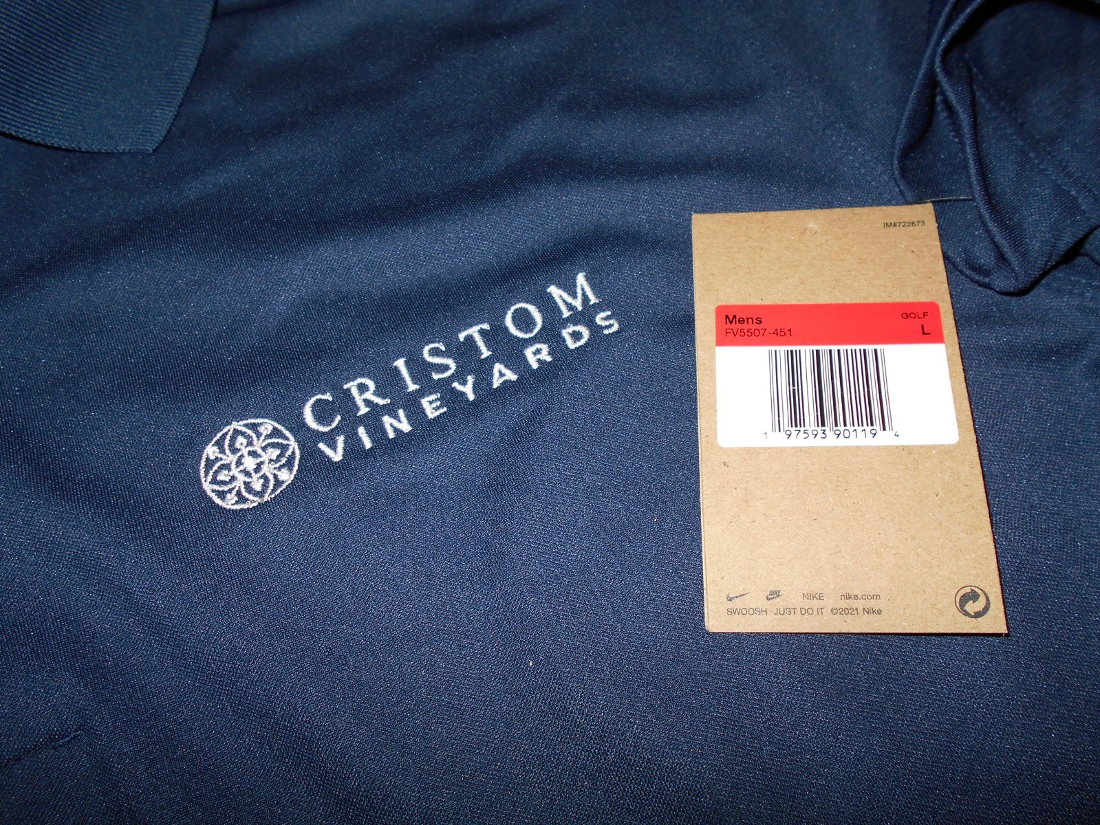 NIKE DRI-FIT NEW! W/TAGS CRISTOM VINEYARDS WINE MENS LARGE POLO SHIRT gallery