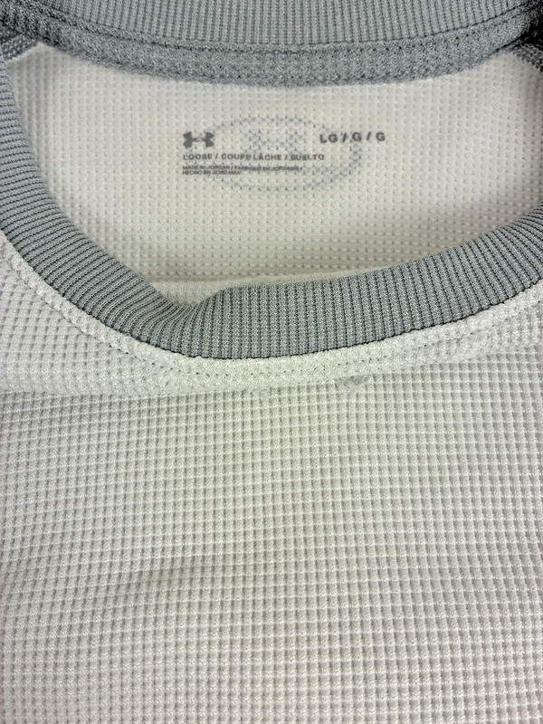 Under Armour Men's Large Waffle Knit Long Sleeve Crew Neck Shirt White Gray gallery