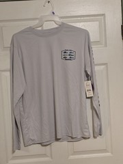 salt life Long Sleeve performance Tee Light Gray W/ Fish Graphic