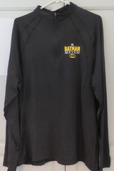 BATMAN Theme RUNNING MAN Road Race long sleeve active wear black shirt NWOT