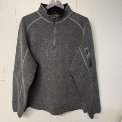 Kuhl Sweater Wool Blend Quarter Zip ThermoKore Thor Gray Fleece Lined Men XL EUC