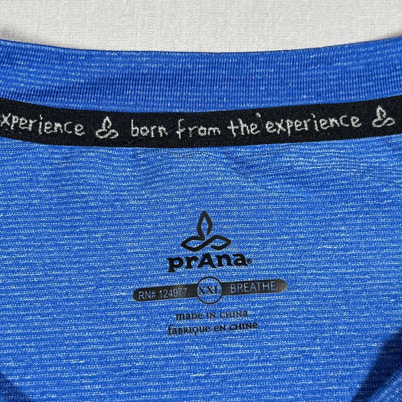 Prana Men's 2XL Long Sleeve Activewear Top Blue V-Neck Side Zip Pocket gallery