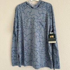 UPF 50 Long Sleeve Hoodie Men Sz L Ice Blue Horizon By Bass Creek Outfitter NEW
