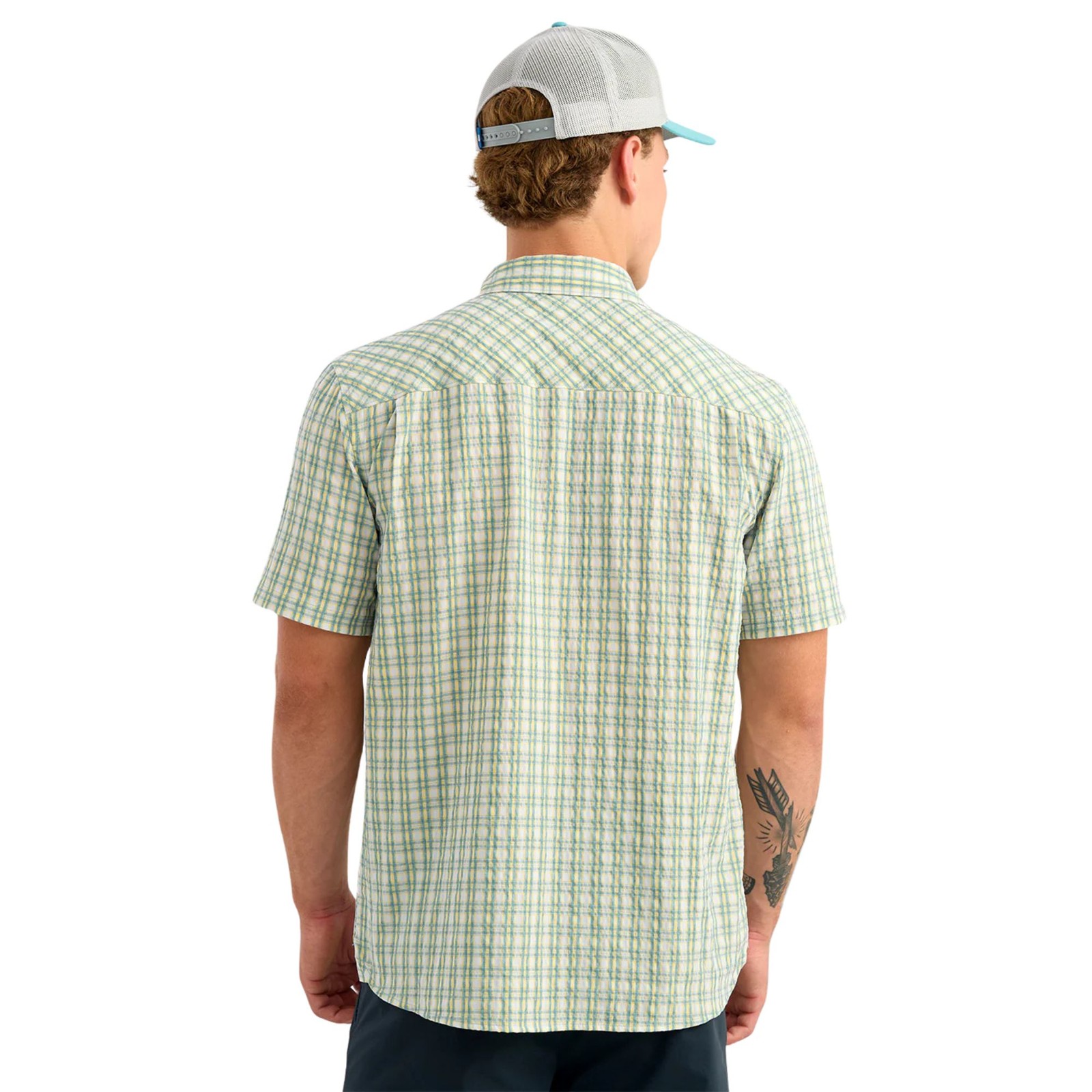 Huk Chatham Plaid Short Sleeve Men's Button-Down Shirt, Plantain, XX-Large gallery