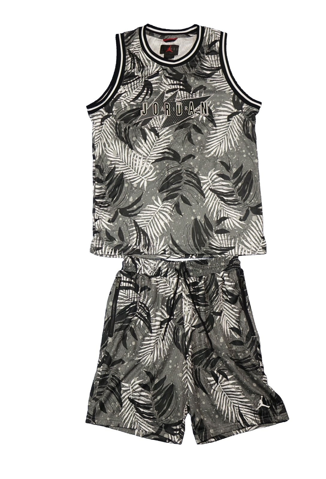 Nike Jordan Jumpman Palm Floral Tank and Shorts Set Basketball Black Gray Medium gallery
