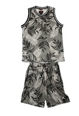 Nike Jordan Jumpman Palm Floral Tank and Shorts Set Basketball Black Gray Medium