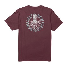 Salty Crew Tentacles Short Sleeve Tee Men’s Shirt, Burgundy, XX-Large