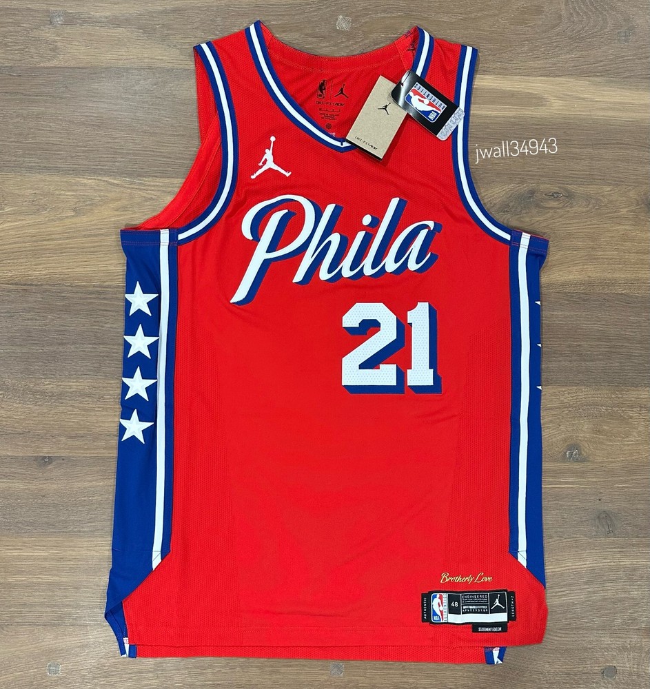 Authentic Joel Embiid Philadelphia 76ers Jersey Jordan Brand Statement Edition