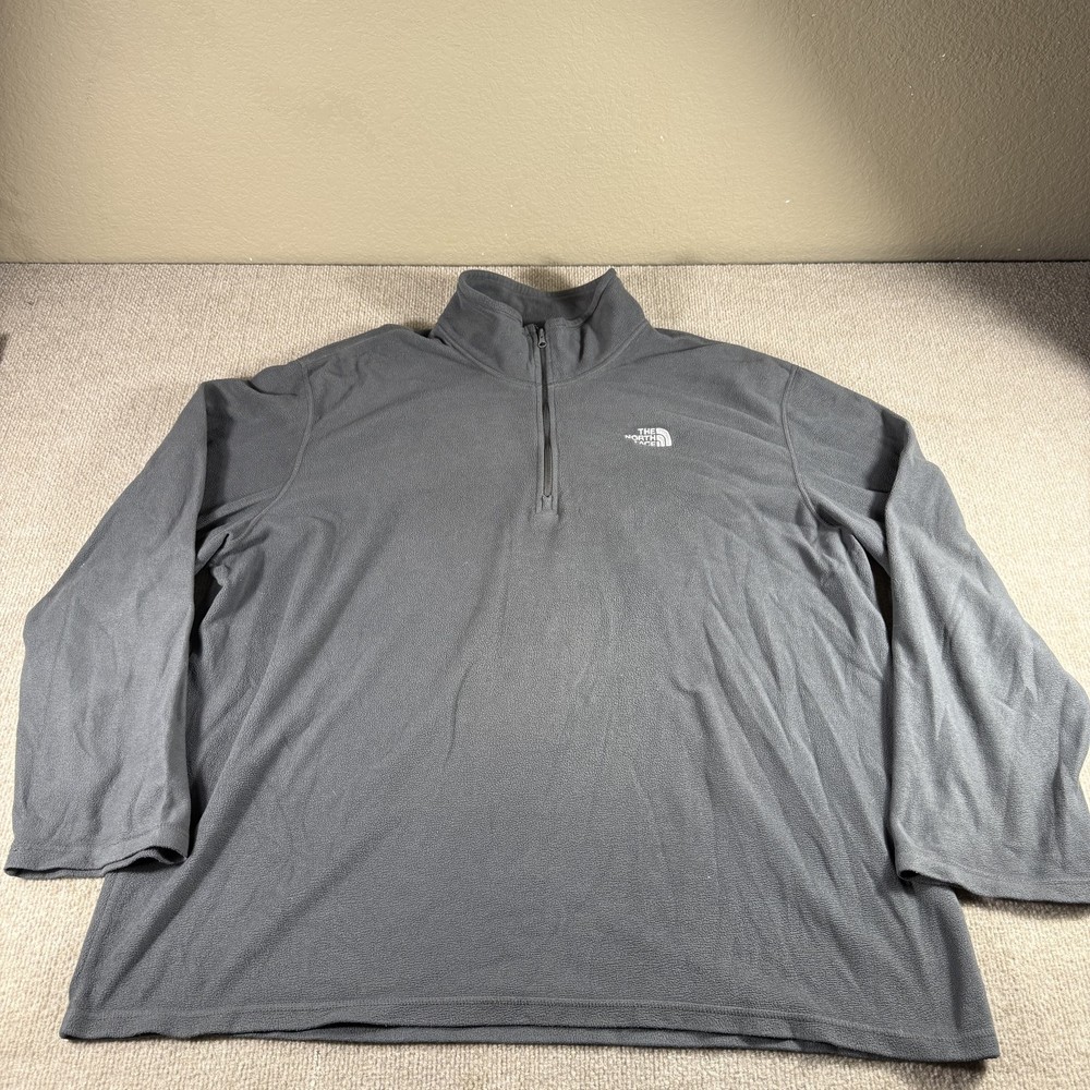 North Face Pullover Mens 2XL Gray Polartec Classic Fleece Half Zip Outdoors Warm
