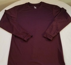 Men’s Badger Sport Fitness Shirt Small Burgundy Fitted Lng/Slv Performance EUC