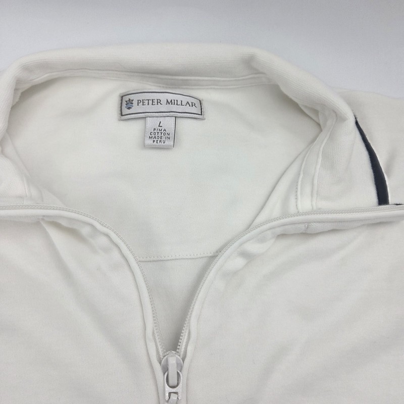 Peter Millar Pullover Mens Large White Crown Sport Quarter Zip Golf Stretch Top gallery
