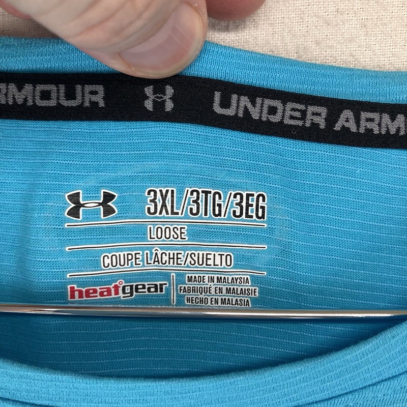 Men's Under Armour Shirt 3XL Loose heatgear Charged Light Blue Short Sleeve EUC gallery