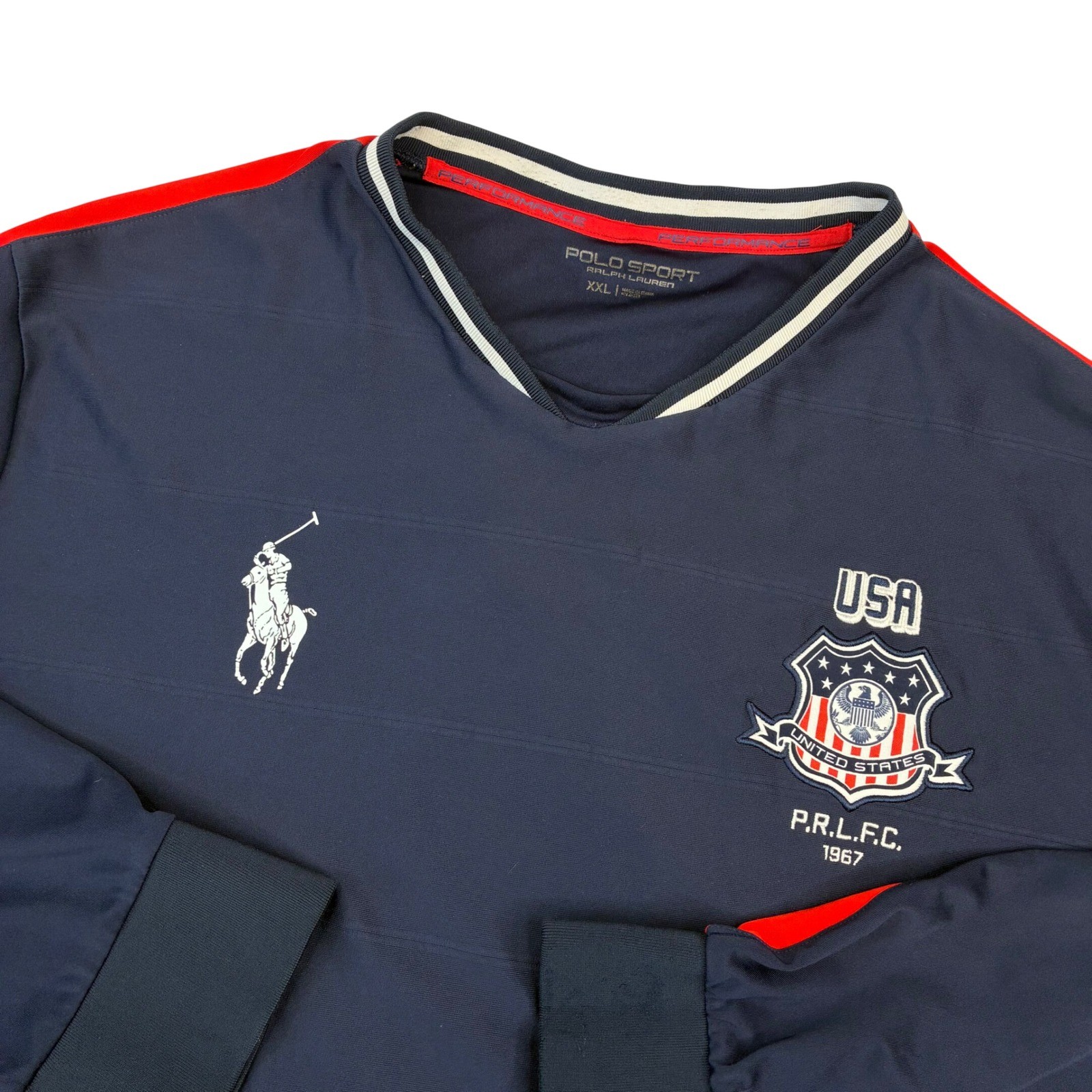 Polo Sport Ralph Lauren Jersey Mens XXL Navy USA Performance Long Sleeve V-Neck gallery