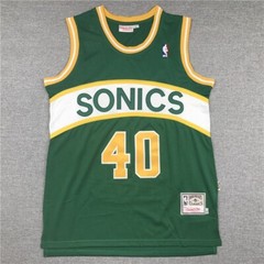 Seattle SuperSonics #40 Stitched Retro Green Adults SportShirt Size: S-XXL
