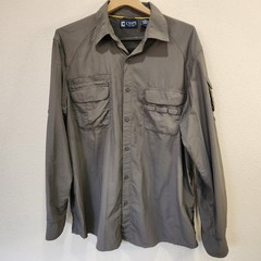 Chaps Ralph Lauren Men XL Fishing Outdoor Shirt DRAB GREEN Vented Nylon Utility