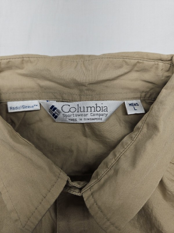 Columbia Sportswear Men's Large Tan 3/4 Length Radial Sleeve Button Up Shirt gallery