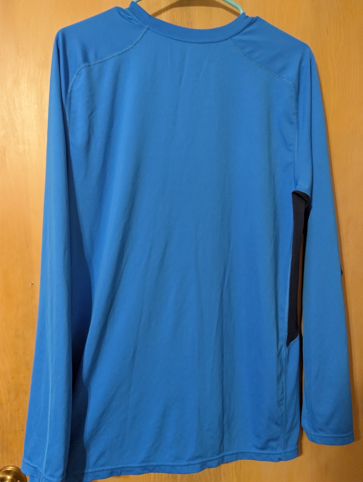 Nike Dri-FIT Mens L Blue Long Sleeve Crew Neck Pullover Poly Breathable Logo gallery