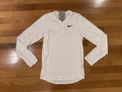 New XS Nike Court Dri-Fit Advantage Slim Fit 1/4 Zip Tennis White DD8370-100 Men