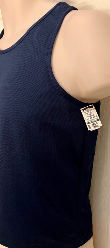 TOUSSE' BY GK ELITE MEN'S SMALL NAVY RACERBACK NYLON/MESH TOP RUNNING Sz AS NWT gallery