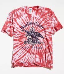 Junk Food Budwiser Eagle Tie-Dye Tee T-Shirt Red / Navy Men’s Size LARGE – NEW