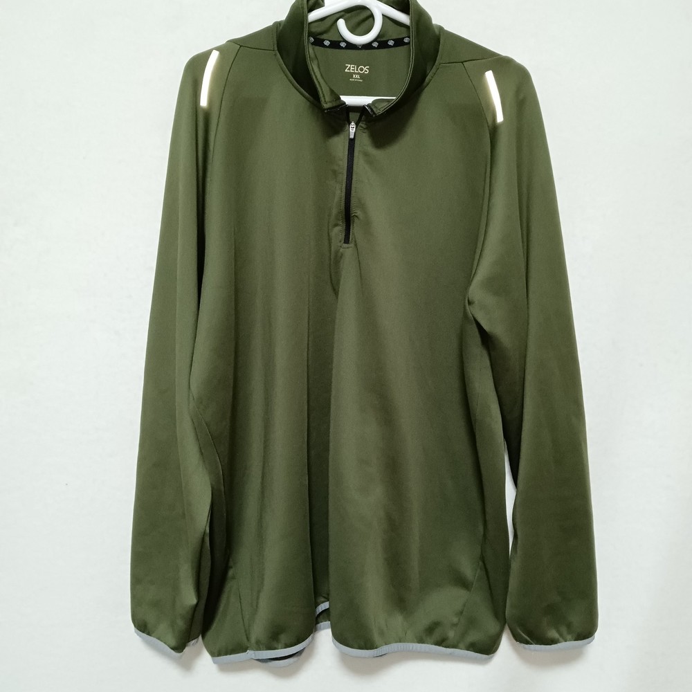 Zelos Mens Shirt 2XL Green Long Sleeve Quarter Zip Pullover Active Performance