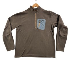 Eddie Bauer Pullover Mens Large Brown First Ascent Fleece 1/4 Zip Polartec Top