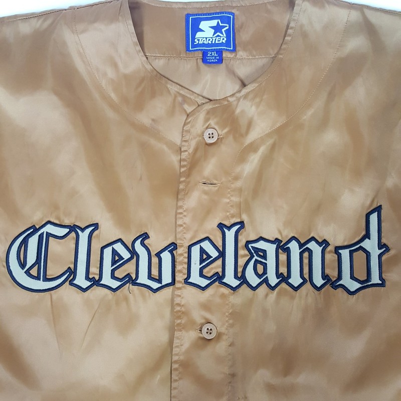 Starter Cleveland Activewear Top Men's 2XL Gold Nylon Baseball Jersey gallery