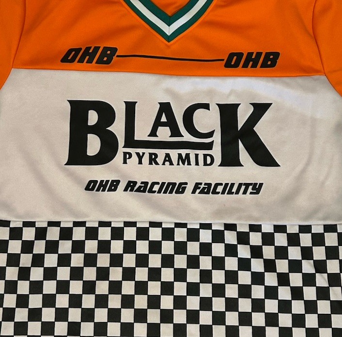 Black Pyramid Men's Jersey Size XL Racing Checkered Orange White Green gallery