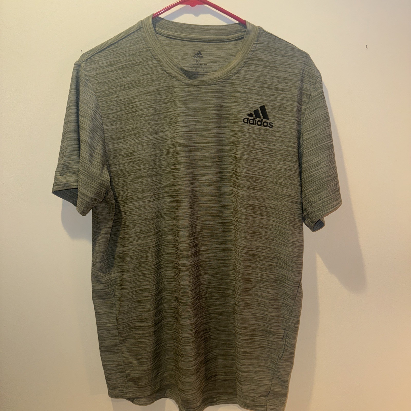 Adidas Men’s Shirt M Green Performance Fit Areoready Moisture Wicking gallery