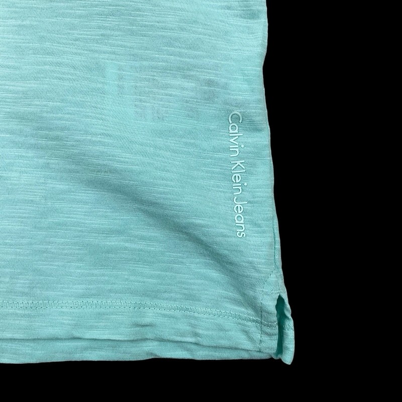 Calvin Klein Polo Shirt Men Medium Aqua Blue Short Sleeve Button EUC gallery