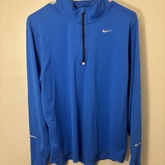 Nike Dri-FIT Men’s 1/4 Zip Moisture Wicking Running Top Blue Long Sleeve L