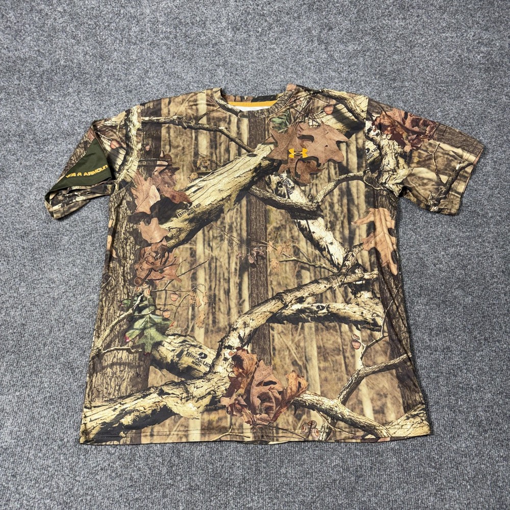 Under Armour HeatGear Shirt Mens Large Brown Camo Break-Up Infinity Hunting Top
