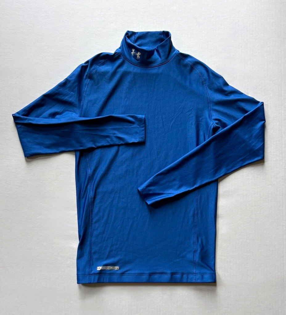 Under Armour Coldgear Compression Long Sleeve Shirt Mens Large Mock Neck Blue gallery