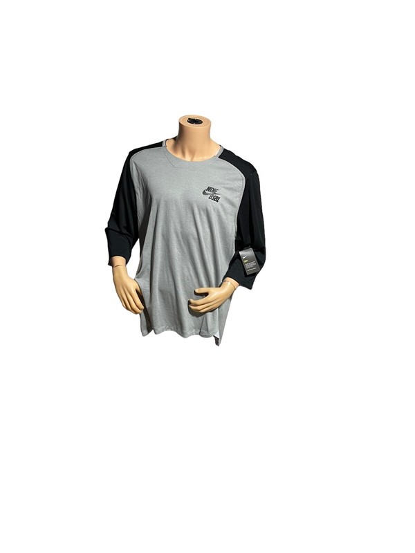 Nike BSBL 3/4 Raglan Baseball Top Shirt Black Gray BQ6598-010 Men’s Sm NWT Trout gallery