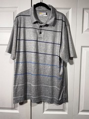 NEW XL JACK NICKLAUS STAY-DRI GREY with BLUE & BLACK STRIPES GOLF SHIRT!