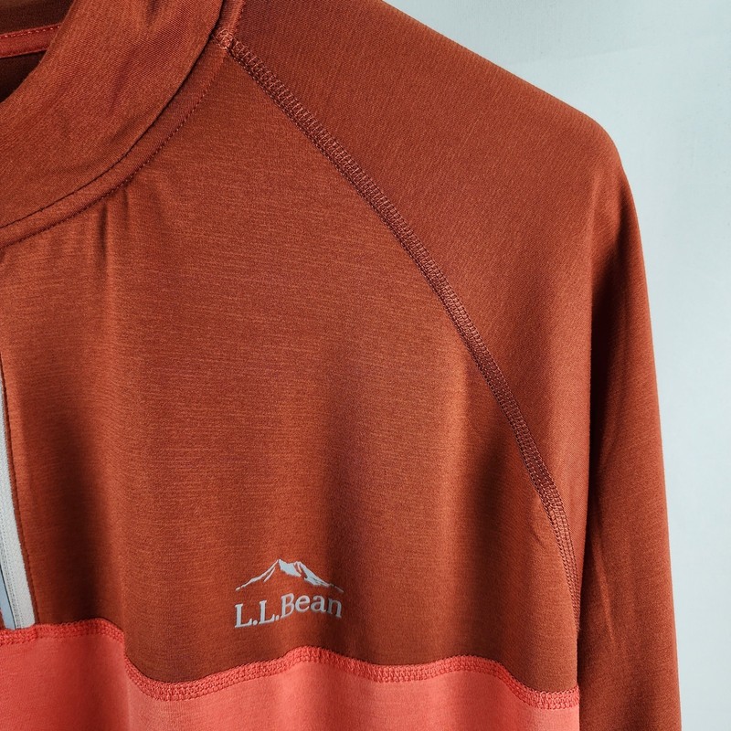 LL Bean Shirt Mens 3XL-Reg Red Colorblock Comfort Cycling Jersey 1/4 Zip 515825 gallery