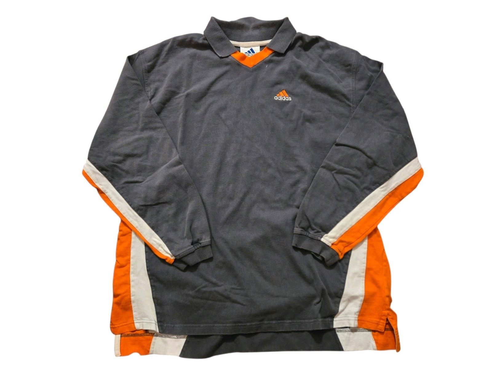 Vintage 1990s Adidas Rugby Collared Long Sleeve Shirt - Orange And Grey - XL gallery