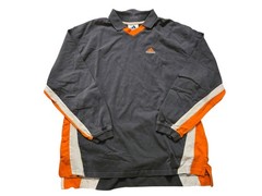 Vintage 1990s Adidas Rugby Collared Long Sleeve Shirt – Orange And Grey – XL