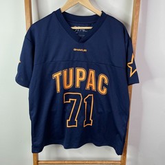 Tupac Football Jersey Shirt Mens Medium Blue 2Pac Hip Hop Rap