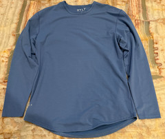 BYLT Basics Mens Drop-Cut Long Sleeve Shirt Atlantic Blue Stretch Large