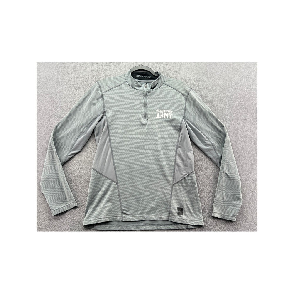 Nike Pro Pullover Hyperwarm US Army Quarter Zip Mens Medium Grey Drifit