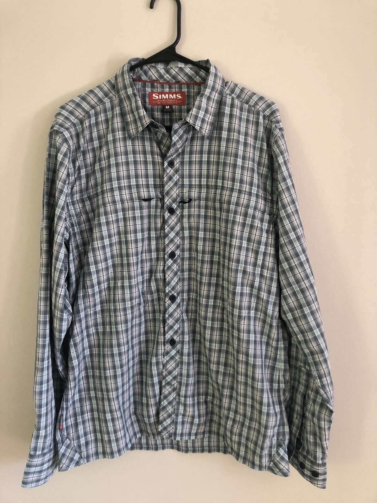 Simms Lightweigh Fishing Shirt Size Medium Nylon Poly Blend Plaid gallery