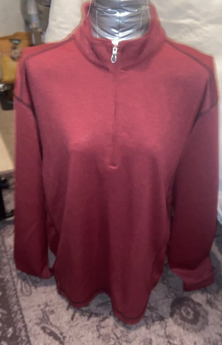 Pebble Beach Performance Mens L Pullover 1/4 Zip Red Black Heather Golf Jacket gallery