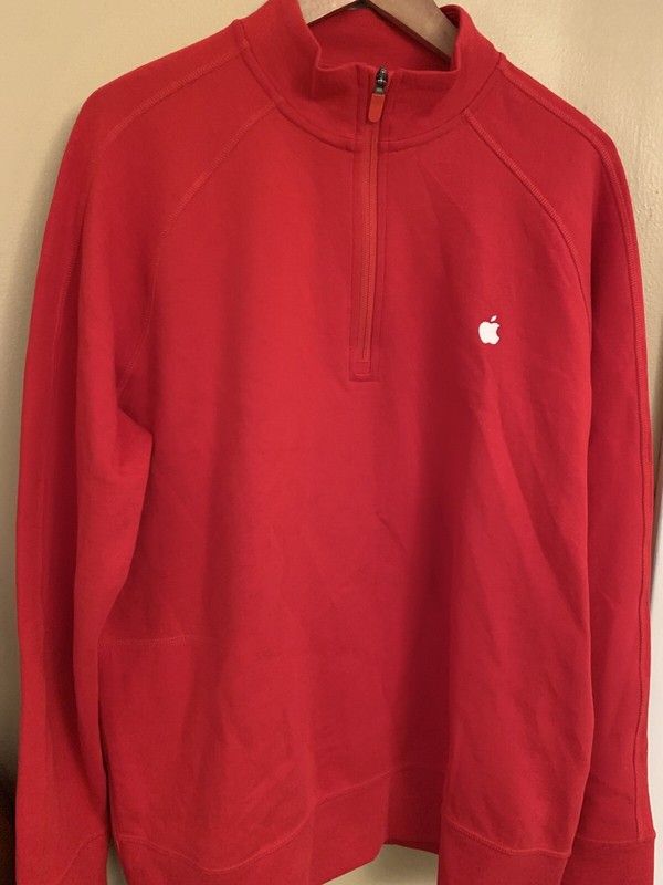 Apple Store Red 1/4 Zip Mens Pull Over With Side Zipper gallery