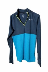 Nike Mens Mens Racer 3/4 Zip With Thumb Holes, Size M, Blue Neon Green