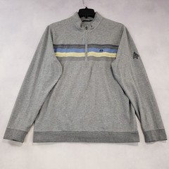 Travis Mathew 1/4 Zip Pullover Mens Large Grau Multi Stripe Cotton Blend Stretch
